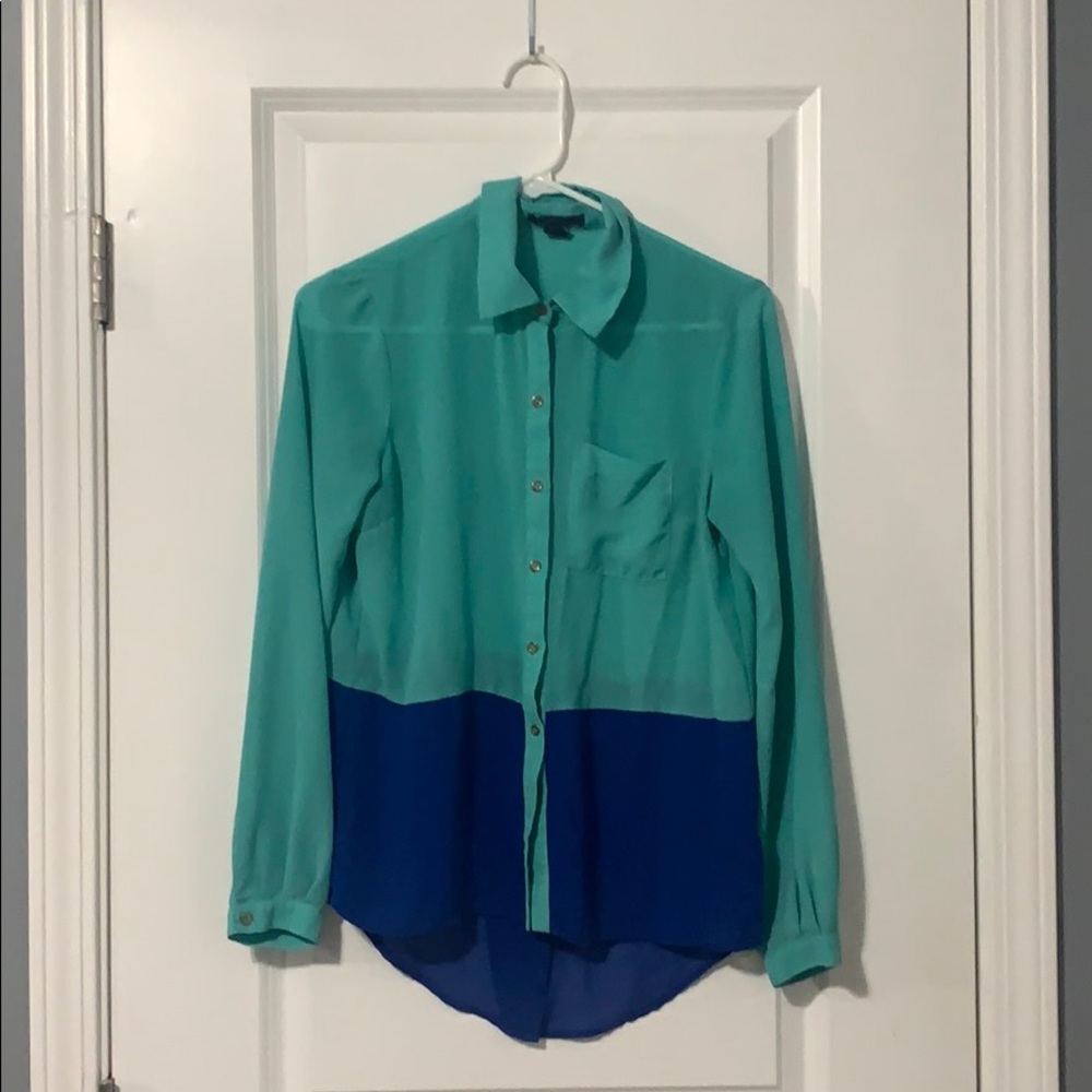 Forever 21 Color Block Button Down Blouse